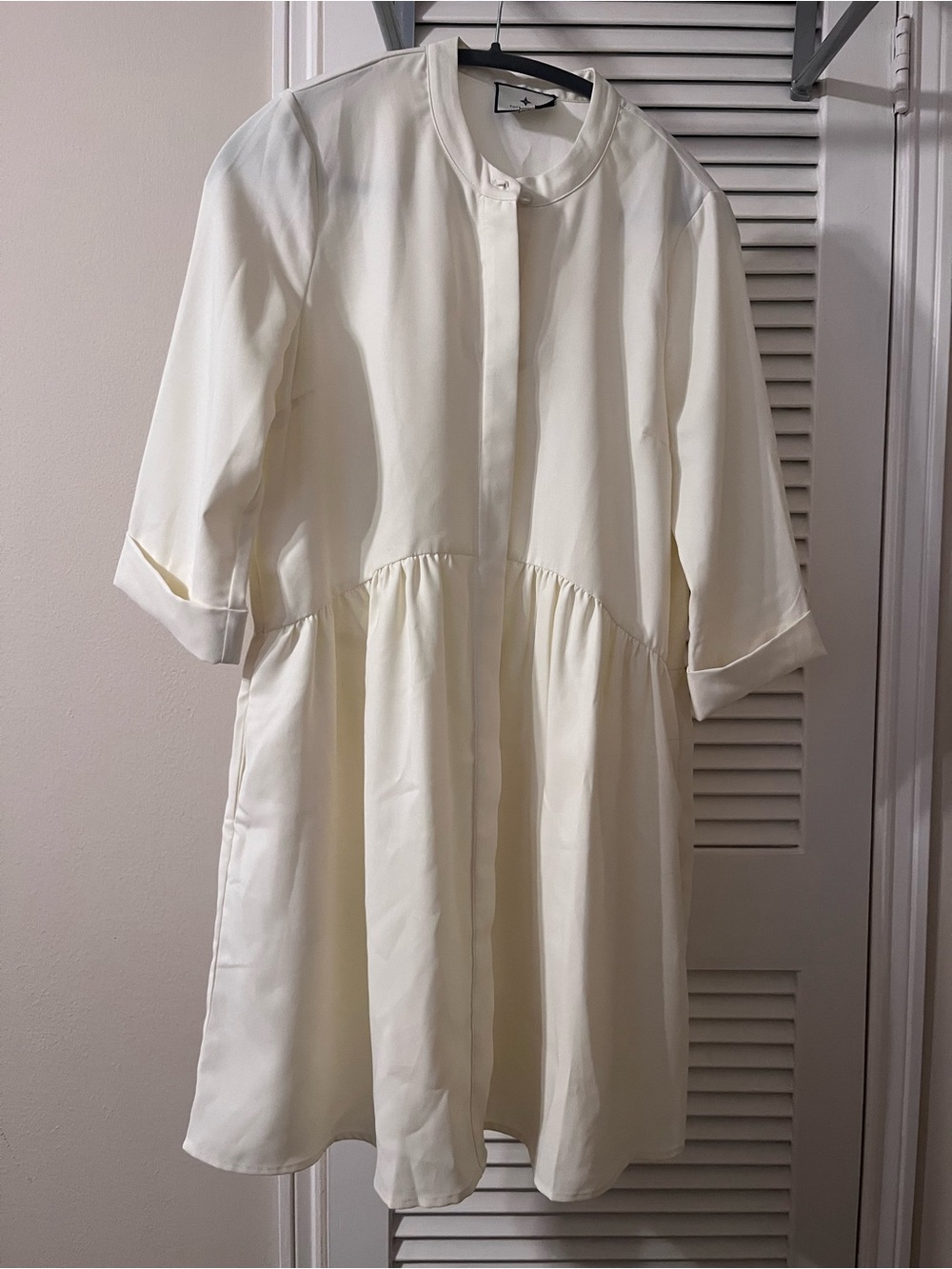 Tuckernuck Cream Button-Front Gathered Dress